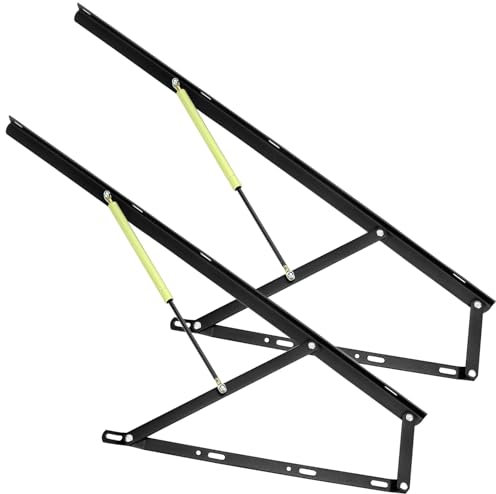 QWORK® Bett Lift Springaufbeschlag aus Hochleistungsstahl mit hydraulisch-pneumatischem Mechanismus, 120 cm, Schwarz, für 1.8m-2m Betten