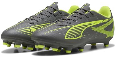 PUMA Ultra 5 Play FG/AG, Zapatillas de fútbol Unisex Adulto, Matte Aged Silver-Yellow Alert Aged Silver, 46 EU