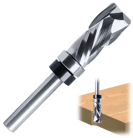 Fresa a Spirale da 8mm,Fresa Elicoidale Compressione,Up-Down Cut,Diametro di Taglio 12mm,Lunghezza di Taglio 25mm,Fresa a Filo a Spirale con Inferiore a Doppio Cuscinetto per La Lavorazione Del