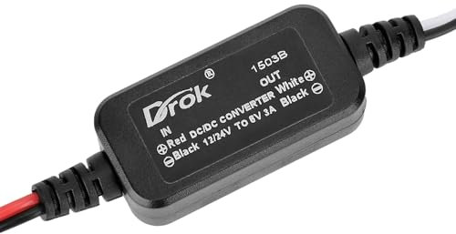 DROK 12V to 6V Step Down Converter, DC 11-32V to 6V 3A Buck Converter, 24V 12V DC Power Supply Voltage Regulator for Vehicle Car Truck RV Solar Panels
