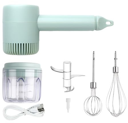ZIGefofo Batidor de Mano para Hornear Recargable Por USB Trituradora de Alimentos 250ml Picadora de Alimentos Recargable USB para Crema Huevo, Verduras, Carne, Jengibre, Comida para Bebé