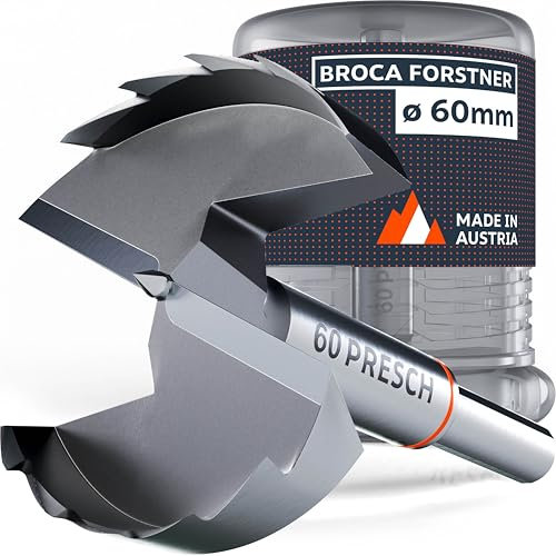 Presch Broca Forstner Ø 60mm - Broca para madera ultra afilada y duradera - Punta central de alta precisión para agujeros perfectamente redondos - Rendimiento fiable con vida útil optimizada