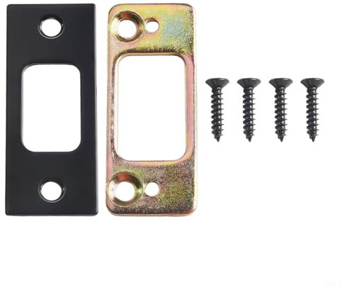 Deadbolt Strike Plate,High Security Deadbolt Strike Plate with Screws and Spacer Shim Doors Latch Repair Kits(Black-1PCS)