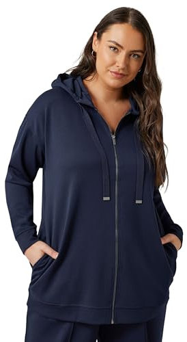 EVANS Curve Blue Luxe Zip Through Hoodie - Women's - Plus Size Curve