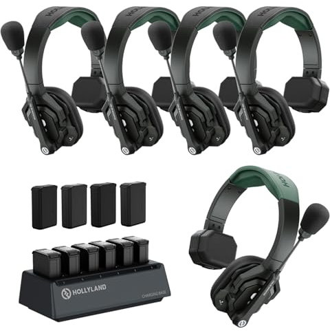 Hollyland Solidcom SE Pro (1.9GHz) Auriculares de comunicación inalámbrica con cancelación de Ruido ENC, 5 usuarios,Alcance de 1312 pies, Admite Tipo C para conectar Auriculares con Cable