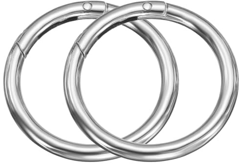QUARKZMAN 2 Stück Runder Karabiner 48mm, Universeller Premium-Schlüsselanhänger Geeignet für DIY-Schlüsselanhänger, Rucksäcke, Geldbörsen, Handtaschen, Silber