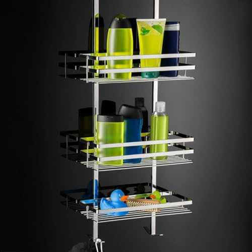 Over Door Shower Caddy -3-Tier Stainless Steel Hanging Storage Rack, Rustproof No Drilling Bathroom Organizer, Adjustable Wall Shelf for Toilet, Kitchen, Dorm, and More - Space-Saving Solution