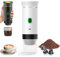 PZCC Machine à Café Portable de Voyage,Expresso Cafetière Rechargeable 12V et sa pochette Pour Camping et Voiture,Chauffage Rapide,compatible avec Capsules K-Cup et café moulu,Pour voyage (Blanc)