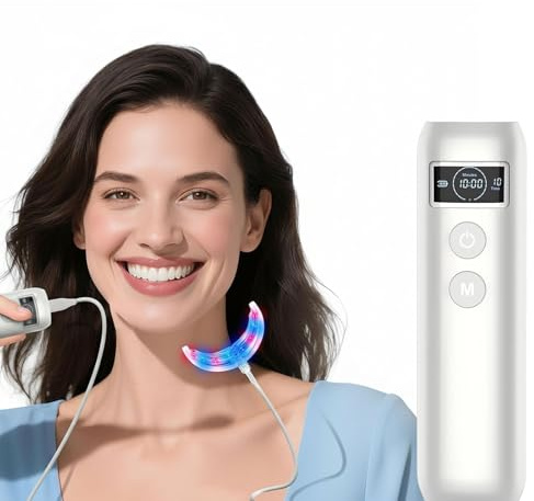 Beauty zähne aufhellen Set, Easy Smile Professionnelles Zahnbleaching Set, All in One Bundle für Zahnaufhellung & weiße Zähne, 16xLED Rotes Blaulicht-Mundgerät, Zahn Bleaching Set Mit Timing-Funktion