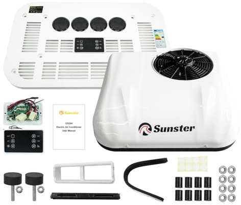 Sunster Klimaanlage Wohnwagen, 12V RV Dachklimaanlage, Wohnmobil Klimaanlage Kältefunktion Dachklimaanlage für PKW RV LKW Camper Bagger, Weiß