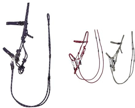 NETPROSHOP Knotenhalfter Multifunktionsset mit abnehmbaren Zügeln, als Halfter und Zaumzeug verwendbar, Gr. Shetty-XFull, Groesse:Cob, Farbe:Dunkelblau