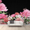 Große Rosa Weiße Blumen Tapete Schwarze Tapete für Mädchen Weiße Punkte Blumen Wandbilder Natürliche Blätter und Stiele Tapete für Mädchen Schlafzimmer Wohnzimmer Wandbild Poster 150 X 100 cm