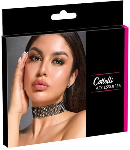 Cottelli Accessoires Damen Choker Strass-Halsband Schwarz Einheitsgröße