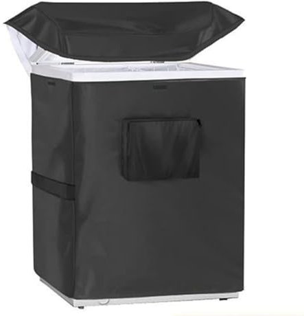 Outdoor Freezer Covers Waterproof Refrigerator Cover,Outdoor or Indoor Fridge Freezer Refrigerator Dust Cover 420D Oxford Cloth for Open, Zipper Pocket, Strap (89 * 58 * 86cm)