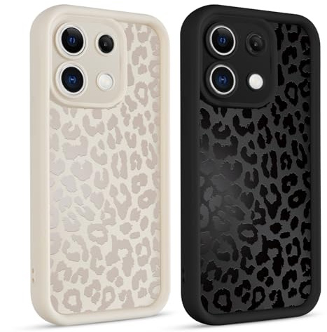 Kueqeay 2 Stück Hülle für Xiaomi Redmi Note 13 5G 6,67, Handyhülle mit Aesthetic Leopard Muster Design Matte Schutzhülle,Ultra Weich Silikon Dünn TPU Case Stoßfest Kratzfest Bumper Cover