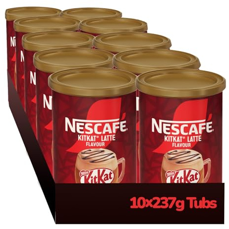 NESCAFÉ KitKat Latte Instant Coffee Tin, 273g (Pack of 10) – Multiserve Frothy Instant Coffee Inspired by KitKat – Chocolatey & Creamy Latte – 2730g Total