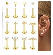 LOLIAS 16G/20G Tragus Helix Labret Piercing Ohr Chirurgenstahl Hypoallergen | Flatback Ohrringe Stecker Lippenpiercing Ohrpiercing Ohrstecker Damen Flat Knorpel Conch Nasen Piercings 6mm
