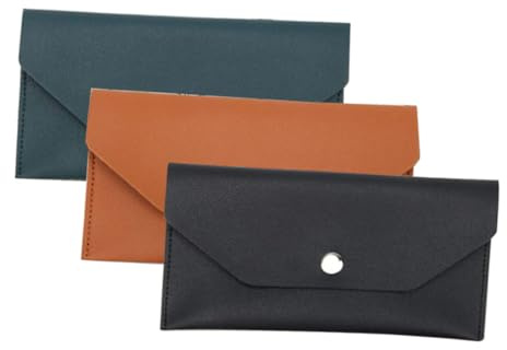 WEKAMOS 3 Stück Teiliges PU Umschlag Portemonnaie Stilvolle Multifunktionale Geldbörse mit Knopfverschluss Kompakte Karten und Bargeldaufbewahrung Robustes Outdoor Business Wallet für