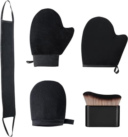 4 Pezzi Di 3-In-1 Bellezza Guanti Neri E 1 Pezzo Di Pennello, Lozione Applicatore Guanti, Gradiente Applicatore Pennello, Colorazione Aids.
