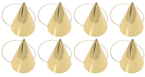 Goldene Geburtstagshütchen 8stücke aus Papier mit Schnur, Weihnachten Party | Leicht zu Tragen, als Fotoaccessoire für Junge Mädchen, Tischdeko für Geburtstag, 8 Stück in Gold