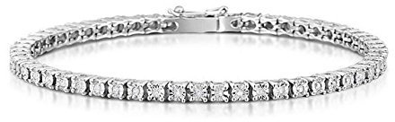 BRACCIALE TENNIS DA UOMO IN ARGENTO RODIATO CON ZIRCONI BIANCHI TAGLIO BRILLANTE