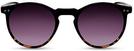 Cheapass Sonnenbrille Schwarz Braun Runde Sonnenbrille UV400 Vintage Retro Männlich Weiblich