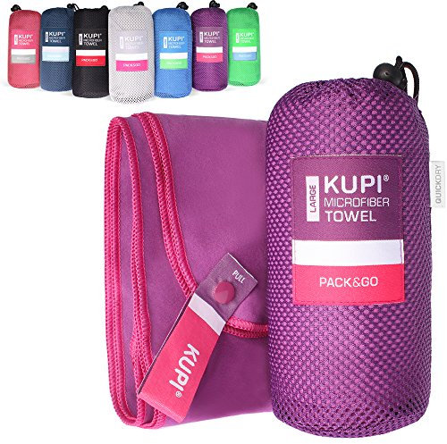 kupi Mikrofaser Handtücher S M L XL XXL Reisehandtuch Leicht Saugfähig – Mikrofaser Handtuch Set Sporthandtuch Fitness – Sauna Badetuch Strandtuch (lila, Set: 140x70cm + 80x40cm + Tasche)