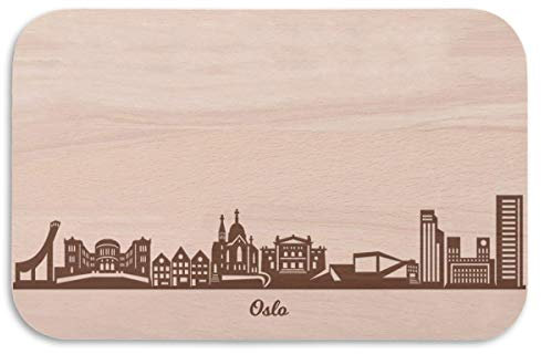 Frühstücksbrettchen Oslo mit Skyline Gravur - Brotzeitbrett & Geschenk für Oslo Stadtverliebte & Fans - ideal auch als Souvenir
