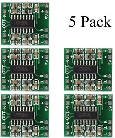 ARCELI 5pcs Super Mini PAM8403 Tablero del amplificador de potencia digital 2 * 3W Clase D 2.5-5V USB Power