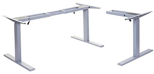 Mendler Gestell HWC-D40, Variables Tischgestell für Eck-Schreibtisch, elektrisch höhenverstellbar Memory 45kg - grau
