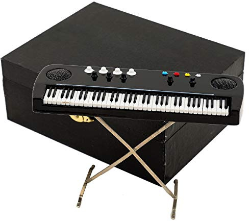 Miniatura tastiera elettrica replica con custodia libreria scultura | 14 cm Miniatura Tastiera Elettrica Mini Strumento Musicale Tastiera Elettronica Replica Decorazione Domestica Modello Display