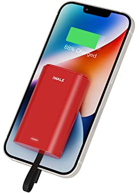 iWALK Portable Charger 9000mAh Ultra-Compact Power Bank with Built-in Cable, Samll External Battery Pack Compatible with iPhone 14/14 Plus/14 Pro Max/13/13 Mini/13 Pro Max/12/12/Pro/11/XR/XS/X/8/7/6