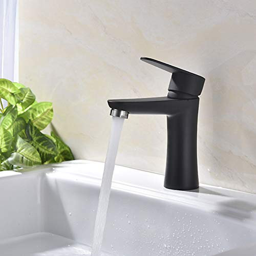YHSGY Waschtischarmaturen 304 Edelstahl Heißen Und Kalten Becken Wasserhahn Sprayfarbe Schwarz Küche Unter Theke Becken Schwarz Becken Wasserhahn