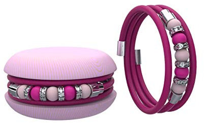 Macaron TOOLATE Bracciale Donna, Bracciale Charm Macaron in Caucciù con Perle Colorate e Strass, Made in Italy