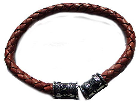 Thorshammer Leder-Armspange braun Armreifen Armschmuck Echtleder ca. 0,6 cm Durchmesser