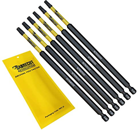 6 x SabreCut SCRK152TX 152mm T15 TX15 T20 TX20 T25 TX25 T27 TX27 T30 TX30 T40 TX40 Magnetic Impact Screwdriver Driver Bits Set Torx Heavy Duty