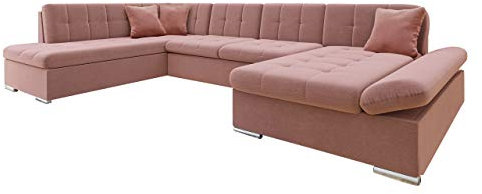 Ecksofa Bergen Premium, Regulierbare Armlehnen, Eckcouch mit Schlaffunktion und Bettkasten, U-Form Sofa, Wohnlandschaft (Venus Velvet 2918 + Venus Velvet 2918 + Magic Velet 2258, Seite: Rechts)
