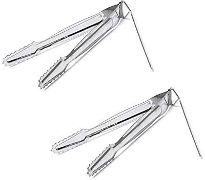KAV Pinze in metallo per narghilè, confezione da 2 pezzi, 15,2 cm, pinze per carbone di narghilè, pinze per carbone di narghilè, pinze in metallo, pinze per barbecue e carbone