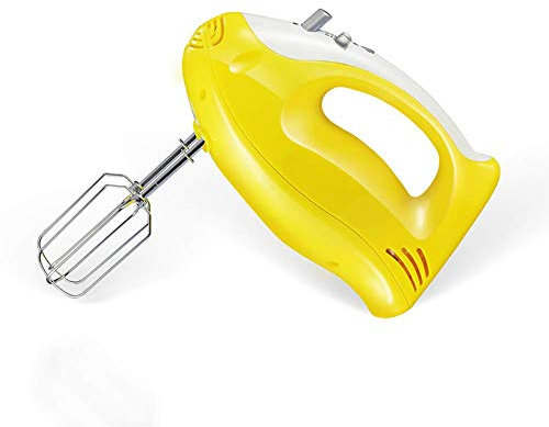 Stainless Steel Electric Egg Beater, Old Portable Hand Mixer Electric Hand Mixers for Kitchen Baking Mixer 5-Speed Settings-Yellow fengong (Color : Yellow)