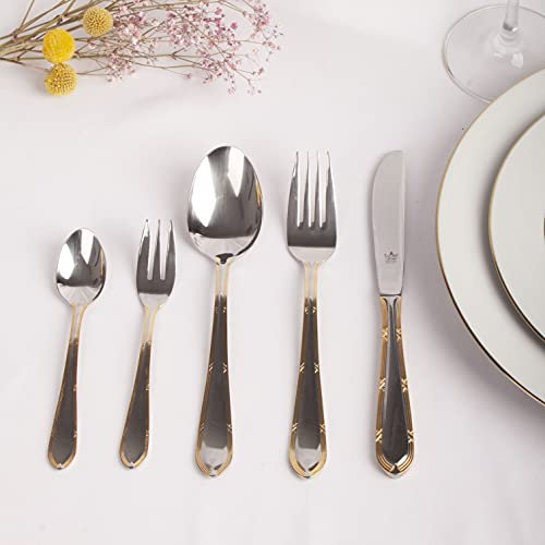 Franquihogar - Set de cubiertos acero inoxidable 18/10 pulido, cubertería de 30 piezas para 6 comensales, hostelería - cuchara, cuchillo, tenedor, cucharilla postre y tenedor postre - Nuremberg 1210
