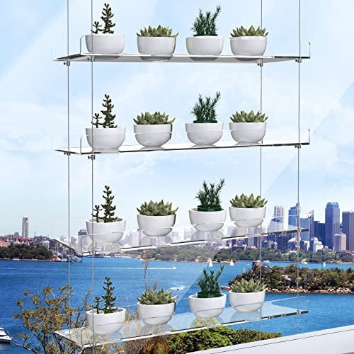 ZerzSemp Étagères à suspendre en acrylique pour fenêtres, hauteur réglable, transparent, à suspendre, support mural pour plantes à suspendre pour fenêtre, cultiver des herbes, des fleurs