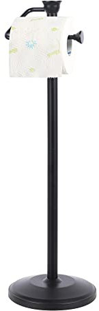 ZCCZ Support Papier Toilette sur Pied, Porte Rouleau Séparé, Dérouleur de 5 Rouleaux, Support de Bain, Accessoire Moderne et Élégant, Noir, Idéal pour Salle d'eau et WC