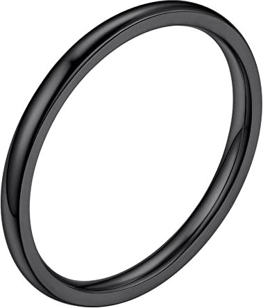 Bestyle Ring Schwarz Herren 2mm Partnerring Edelstahl Damen Frauen Verlobungsringe Ehering Hochzeitsringe Ringgröße 64 Modeschmuck für Geburtstag Weihnachten