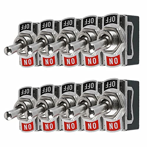 Lot de 10 interrupteurs à bascule universels 12 V 24 V 220 V 230 V 10 A ON/OFF, 2 broches SPST ON/OFF avec batte en métal, utilisés pour voiture, camion, bateau