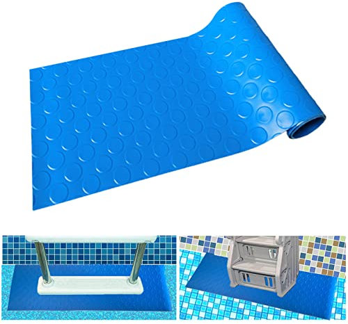SFTYUFS Swimming Pool Ladder Pad Non-Slip Pool Step Mat Protective Pool Ladder Mat Step Pad for Above Ground Swimming Pool Ladder Pad Vinyl Pool Liner, Blue, Copper coin