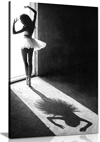 Panther Print Fine Art Prints Ballerina Shadow Dance at the Window Artistic Framed Canvas Print, Pictures for Home Walls, Bedroom, Living Room & Bathroom Decor 76x51cm (30x20in)