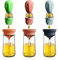 BENTFINE 3 Pcs Oil Dispenser Bottle with Silicone Brush, 2 in 1 200ML Glass Olive Oil Dispenser Bottle for Kitchen, Cooking, Pancake, Baking, BBQ, Frying, Sauce (Blue, Orange, Green)