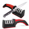 Knife Sharpeners for Kitchen Knives– Stainless Steel 4 in1 Kitchen Knife Sharpener – Ergonomic and Easy to Use Knife Sharpening Kit with 4 Stage Sharpening Slots Black