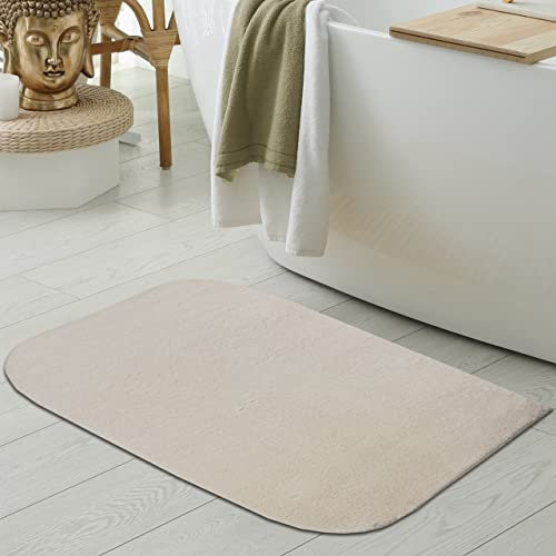 Rechteckiger Teppich mit abgerundeten Ecken – weich & rutschfest – in beige, 80x120 cm