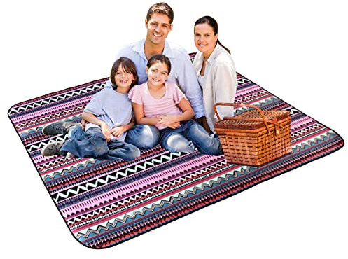 TAYSTE Plage Anti-Sable,Tapis Paille Style Ethnique pour la Plage - Fourre-Tout Pratique Tapis Plage imperméable pour Les Festivals randonnée Camping, Concert Familial